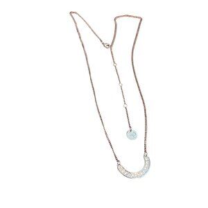 Mint Mongoose Silver Tone Necklace Crescent Half Circle Clear Rhinestones Adj